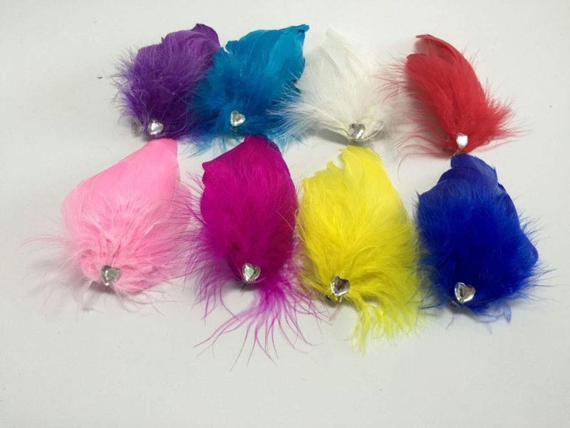 Fodattm 2PCS Heart-shaped Feather Hair Clip Headpiece Party Hairpins Hair Barrettes Hair Accessory Bridal Wedding Feather Fascinator (Yellow) - Image 3